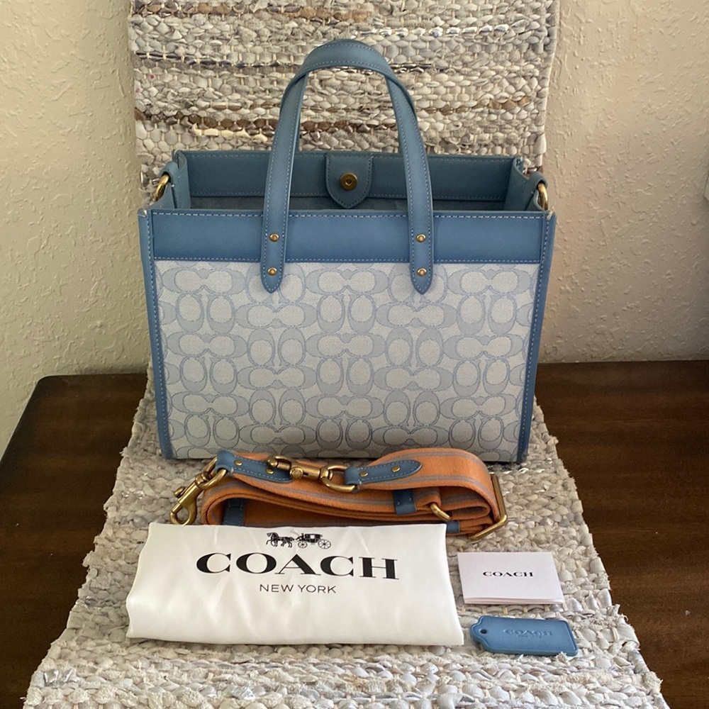 Coach Field Tote 30 in Marble Blue Azure
